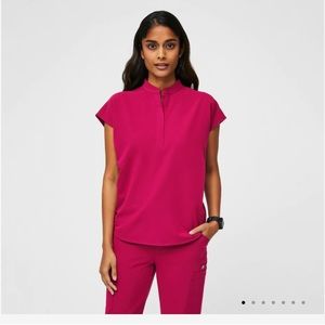 FIGS Rafaela™ Oversized Scrub Top ULTRA ROSE XXS